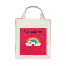 Regenbogen Unicorn-Rosa-Glitter Leinentaschen