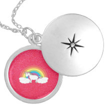 Regenbogen Unicornrosa-Glitterhalskette