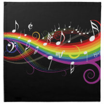 Regenbogen-Weiß-Musiknoten Bedruckte Servietten