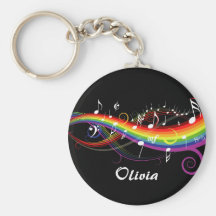 Regenbogen-weißer Musiknoten Keychain Schlüsselband