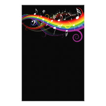 Regenbogen-weißes Musiknoten-Briefpapier Bedrucktes Büropapier