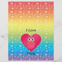 Regenbogenherzen der Eulen der Liebe I rosa Flyerdruck