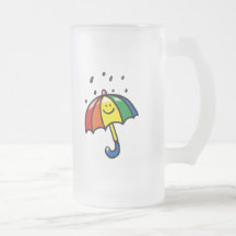 Regenbogenregenschirm- u. -regentropfen tasse