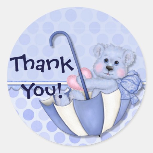 Regenschirm-Bärn-blaues Baby danken Ihnen Sticker