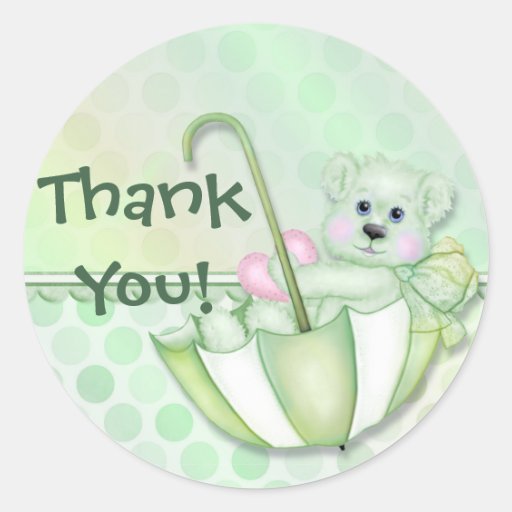 Regenschirm-Bärn-Minzen-Baby danken Ihnen Runder Sticker