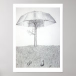 Regenschirm-Baum B&W Plakat