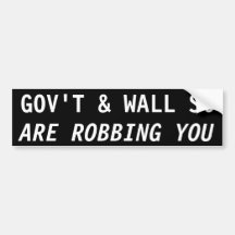 REGIERUNG u. Wall Street BERAUBEN SIE Auto Sticker