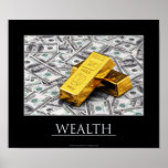 Reichtum - Goldbarren und Dollaranmerkungen Plakatdruck