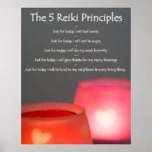Reiki Prinzipien mit Kerzen Posterdruck