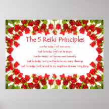 Reiki Prinzipien mit Rosen Plakatdruck