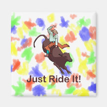 Reiten Sie es einfach Cowboy und Stier Kühlschrankmagnete