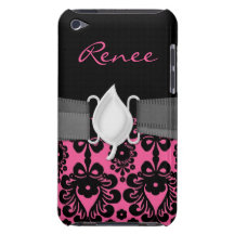 reizender schwarzer Damast auf hellem rosa Chic fe iPod Touch Hüllen