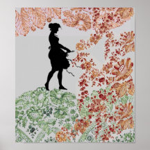 Reizendes Silhouette-Mädchen Poster