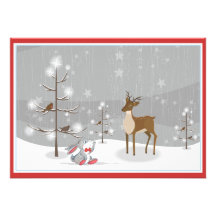 Ren- u. Kaninchenweihnachtsgruß oder -einladung