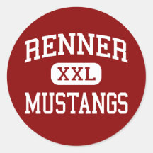 Renner - Mustangs - Sekundarschule - Plano Texas Runde Sticker