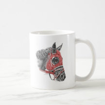 Rennpferd-rotes Seide-Porträt Tasse