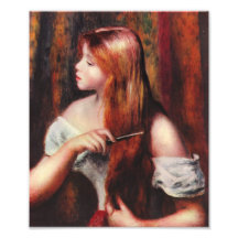 Renoir junges Mädchen, das ihren Haar-Druck kämmt Fotografien