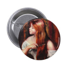 Renoir junges Mädchen, das ihren Haar-Knopf kämmt Anstecknadel