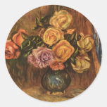 Renoirs Rosen vor blauen Curtain (1908) Runde Aufkleber