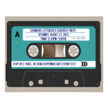 Retro 80er Kassette Mixtape personalisiert Personalisierte Einladungen
