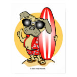 Retro Art Surfin Mops-Plakate und Drucke poster