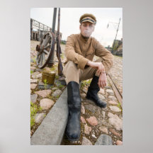 Retro Artbild mit rauchendem Soldaten Plakat