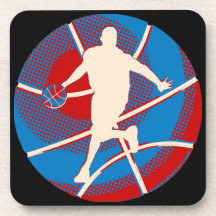 Retro Basketball u. Spieler Getränk Untersetzer