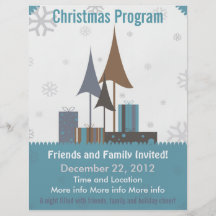 Retro Blau und TAN-Weihnachtsprogramm-Flyer