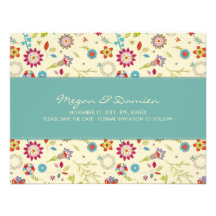 Retro Blumen · Aquamarin · Save the Date Karte Individuelle Ankündigungskarte