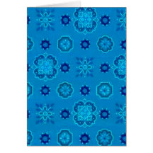 Retro Blumen blau Grußkarte