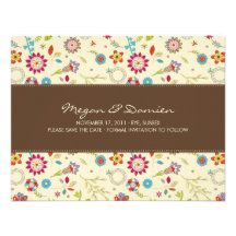 Retro Blumen · Brown · Save the Date Karte Ankündigungskarte