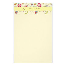 Retro Blumen · Gelb · Briefpapier Personalisierte Büropapiere