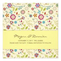 Retro Blumen · Gelb · Save the Date Karte Ankündigungskarten