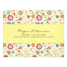 Retro Blumen · Gelb · Save the Date Karte Individuelle Einladung