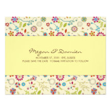 Retro Blumen · Gelb · Save the Date Karte Einladungskarte