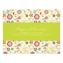 Retro Blumen · Grün · Save the Date Karte Individuelle Ankündigung