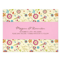 Retro Blumen · Rosa · Save the Date Karte Personalisierte Ankündigungskarte