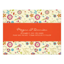 Retro Blumen · Rot · Save the Date Karte Individuelle Ankündigskarten