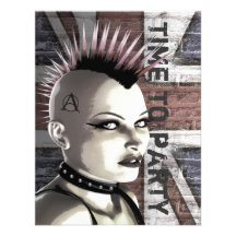 Retro britische Punkmode-kleine Einladungen