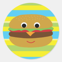 Retro Cheeseburger Runde Sticker