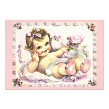 Retro Fünfzigerjahre Babyparty Personalisierte Einladungen