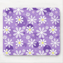 Retro Gänseblümchen-lila Gingham-Kreise Mauspads