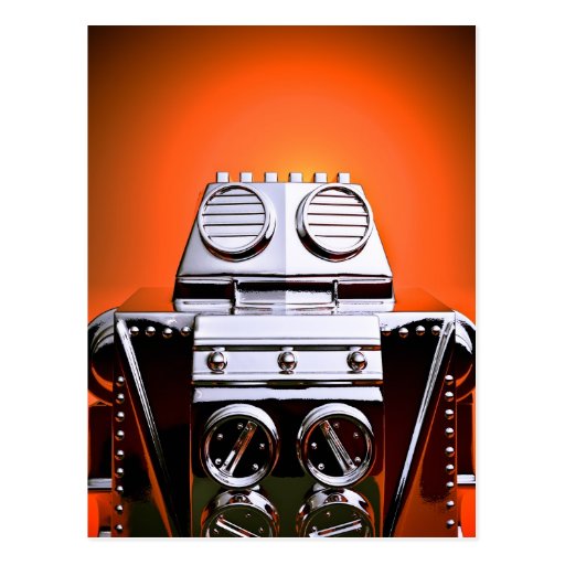 Retro geerntete Postkarte des Spielzeug-Roboter-04
