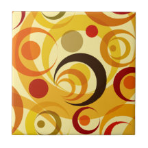 Retro gelbe und orange Kreise Fliesen