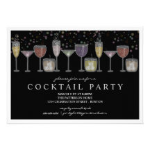 Retro Getränke und Blasen-Cocktail-Party Einladung