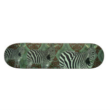 Retro grünes Zebra-Skateboard Bedrucktes Skateboard