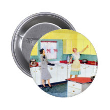 Retro Hausfrauen in der Küche Buttons