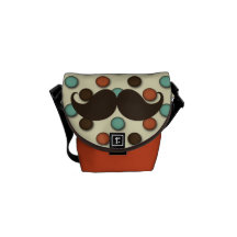 Retro Lenkstangen-Schnurrbart auf flippigem Muster Kurier Taschen