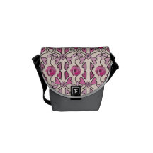 Retro Muster, Rosen, Blumen u. Herzen Kurier Tasche