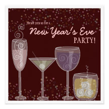 Retro Party des Cocktail-Feier-Sylvesterabends Individuelle Einladungskarte